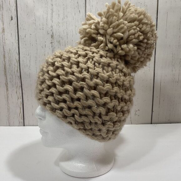 BCBGeneration Tan Chunky Pom Pom Knit Beanie - Picture 10 of 12